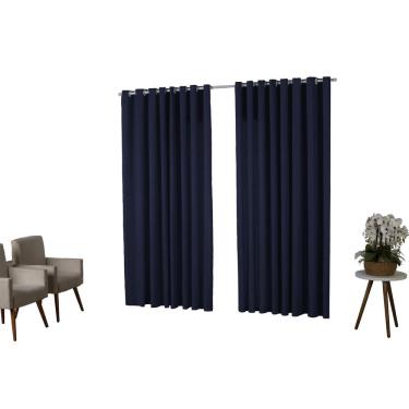 Imagem de Cortina 3,00X2,50 Oxford Quarto Sala Porta Azul Marinho