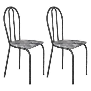 Imagem de Kit 2 Cadeiras De Cozinha Texas Estampado Pará Pés De Ferro Cromo Preto - Pallazio