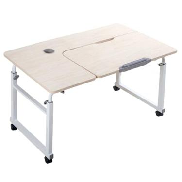 Imagem de Mesa Overbed com altura ajustável, mesa com rodas – mesa de computador para cama, mesa móvel sobre a cama com rodas