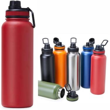 Imagem de GARRAFA TÉRMICA GRANDE 1,2 LITROS CONSERVA QUENTE 8H E FRIO 12H INOX DUPLA CAMADA AGUA CAFÉ ACADEMIA TRABALHO (VERMELHO)