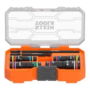 Imagem de Klein Tools 654QS KNECT Quad Socket, 16 tamanhos em 4 soquetes, SAE 4 em 1 codificado por cores e classificação de impacto métrico, serviço pesado de poço profundo, acionamento de 1/4 e 3/8 polegadas