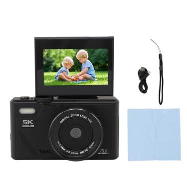 Imagem de Câmera Digital para Fotografia, Câmera de Vlogging de 5k 75mp Com Tela de Faixa de 3 Polegadas de 180°, Câmeras de Viagem Compactas de Zoom Digital 18x, Foco Automático, Anti