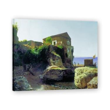 Imagem de Lev Lagorio Prints. Pintura de arte de parede paisagem marítima. Pôster de reprodução de impressões em tela de paisagem para decoração de casa. (Lodge de pesca). Moldura interna 30x36cm-11,8x14,2