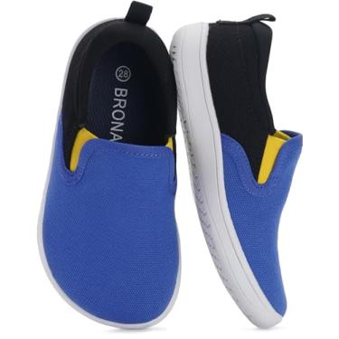 Imagem de BRONAX Sapatos descalços largos para bebês/crianças pequenas | Tênis minimalista para meninos/meninas | Zero Drop, Azul/preto, 8 Toddler