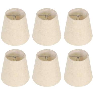 Imagem de Kenqulio Conjunto De 6 Abajures Pequenos, Mini Abajur De Linho Bege 3,5 X 5 X 5,5 Pol. Para Lustre, Parede, Abajur De Mesa