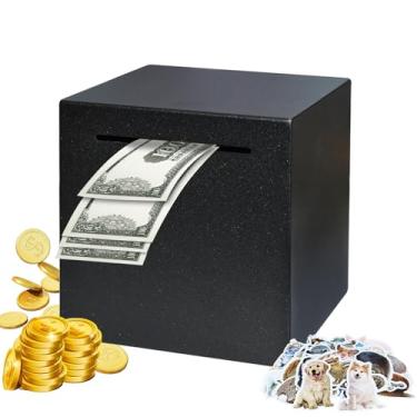 Imagem de Totola Cofrinho de aço inoxidável para adultos, caixa econômica indestrutível para dinheiro, bancos de dinheiro seguros de metal obrigatório para crianças, banco de moedas inquebrável para plano de