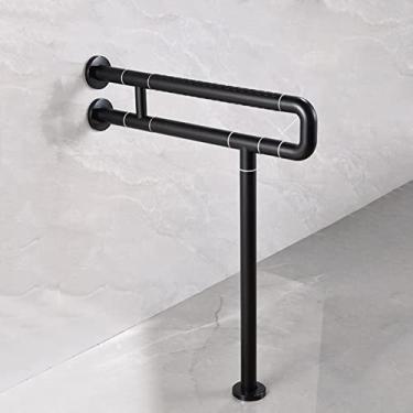 Imagem de Barras de apoio montadas na parede ao chão em forma de U, corrimão de segurança de banheiro preto moderno antiderrapante para idosos grávidas e deficientes, cabo angular de aço inoxidável