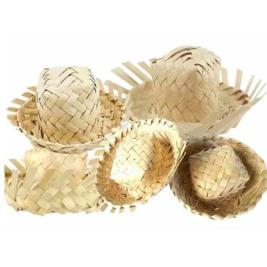 Imagem de Mini Chapéu de Palha para Decoração de Festa Junina Enfeite Acessório Pacote Decorativo Festa São João Arraiá Caipira Ro
