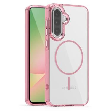 Imagem de Newhalper Capa transparente para Samsung Galaxy A36/A56 [antiamarelo] [compatível com MagSafe Magnetic] [antiqueda e à prova de choque] Capa fina para celular Samsung A36/A56 5G (rosa)