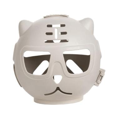 Imagem de Generic Capuz de focinho de gato, confortável capacete de tampa da boca para animais de estimação para viajar, banhando de beleza em casa, Khaki White L
