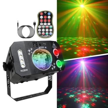 Imagem de Luz de Festa 3 em 1 com 7 Olhos USB, Projetor LED Laser com Bola de Disco, Controle de Voz e Música – Ideal para Casamentos, Karaokê, Aniversários, Festas e Eventos