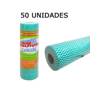 Imagem de 50 Pano de Chão Para Limpeza Reutilizável Multiuso Toalha - Celeste