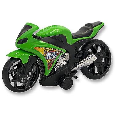 Imagem de Moto de Brinquedo Super 1600, Verde, com Rodas de Fricção, Modelo Esportivo, WD