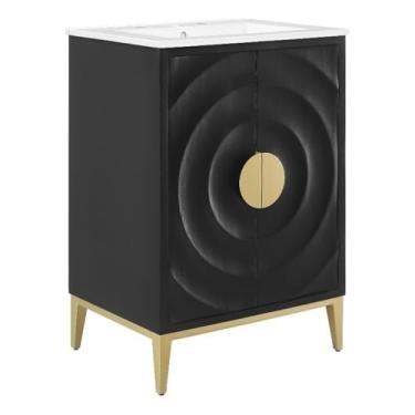 Imagem de Modway Beau Armário de banheiro de madeira de 61 cm em branco e preto