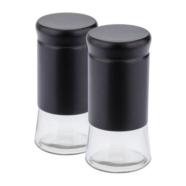 Imagem de Kit Dois Porta Condimento e Saleiro Preto com Tampa Weck