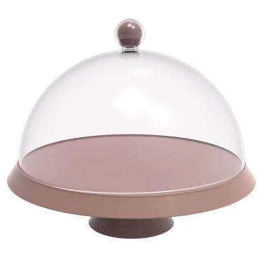 Imagem de Porta Bolo 30cm com Cúpula e Pé Bubble Crippa Amêndoa Tortas