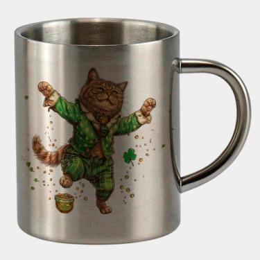Imagem de Caneca de Inox Premium Prateada 400ml GATINHO PIJAMA ST PATRICKS DAY 4