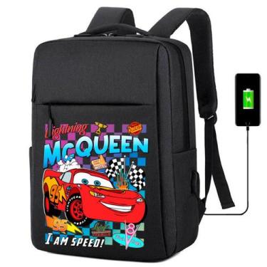 Imagem de Mochila USB para Escola, Estampa Divertida de Carros, Espaço para Note