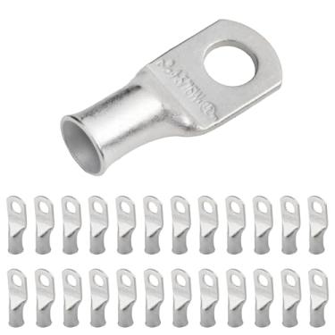 Imagem de Selterm 4 AWG 5/16 polegadas (almofada larga) (25 peças), UL Marine Grade Wire Lugs, pontas do cabo de bateria, ilhós de cobre estanhado, conectores de terminal de anel tubular [B38]