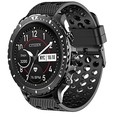 Imagem de Lamshaw Pulseira esportiva de substituição de silicone com fivela de metal – compatível com Smartwatch Citizen CZ/Gen 2 CZ Smart 41 mm/44 mm smartwatch 2023 (preto)