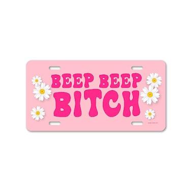 Imagem de Honey Dew Gifts, Beep Beep Bitch, 30,48 cm por 15,24 cm, Feito nos EUA, placa decorativa, placa de licença engraçada, placas de vaidade para carros, decoração de garagem, decoração de carro, decoração inadequada