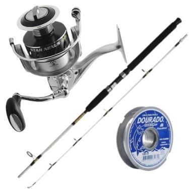 Imagem de Kit Água Salgada Molinete 6000 Drag:11kg Vara Linha 0,50mm - MARURI