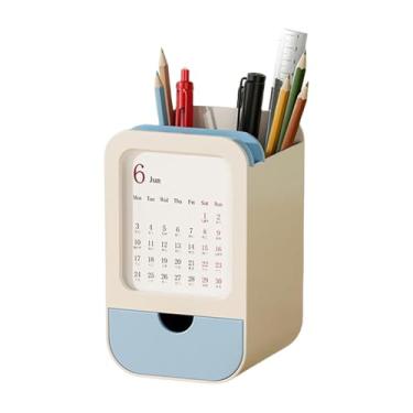 Imagem de Organizador De Canetas Para Escritório,Porta-Lápis para Escritório - Organizador Com Calendário E Gaveta Embutida Para Mesa De Casa Escritório Sala De Aula