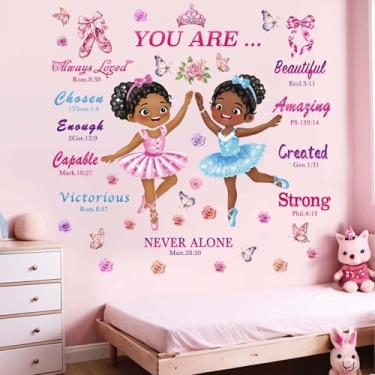 Imagem de Adesivos de parede de bailarina para meninas negras: decalques de parede inspiradores de borboleta afro-americana - quarto de meninas quarto de bebê berçário - suprimentos para crianças de 1 a 12 anos