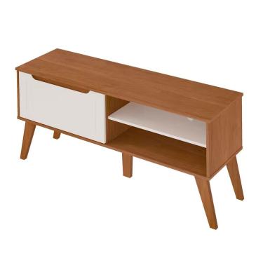 Imagem de Rack Artely Lotus Com 1 Porta E 2 Nichos Tv Até 60 Polegadas Bege E Branco