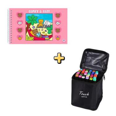 Imagem de Kit Livro De Colorir Bobbie Goods stich e Conjunto De Canetinhas Ponta