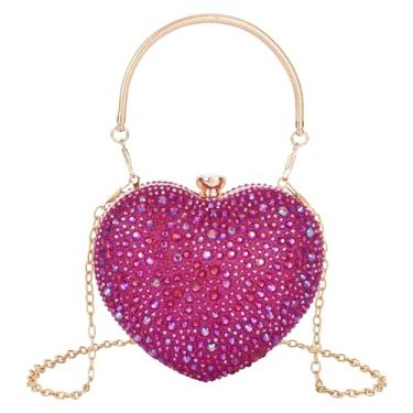 Imagem de Zeph Hosea Bolsa feminina em forma de coração, bolsa de mão para festa de casamento, noite, mini bolsa de corrente para coquetel, formatura, bolsa de ombro, Vermelho brilhante