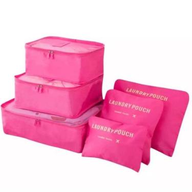 Imagem de Organizador de Mala de Bagagem Viagem Kit 6 Peças Bolsa - oem, Rosa ch