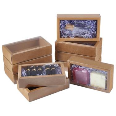 Imagem de BENECREAT Caixa de gaveta de papel kraft com 12 peças, caixa de sabão caseira retangular de 17,3 x 10 x 4 cm com etiquetas em branco, pequenas caixas de embalagem de presente de papelão para remoção