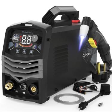 Imagem de Sunstac Cortador de plasma 50A, grande visor LCD, máquina de corte de alta frequência com inversor IGBT de voltagem dupla de 110/220 V, corte máximo de 5/8 polegadas, modo 2T/4T, profissional e