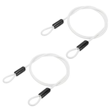 Imagem de PATIKIL Cabo de aço inoxidável revestido de vinil de 3/40.6 cm de diâmetro com laços, 2 peças de corda de fio flexível de 1,2 m (119,4 cm) Cadeado de corrente de segurança para iluminação de palco ao