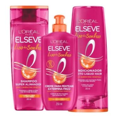 Imagem de Kit Elseve Liso Dos Sonhos Shamp + Condic 200 Ml + Creme