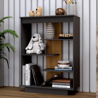 Imagem de Aparador com 3 Prateleiras Lia Indekes, Chumbo/Freijo