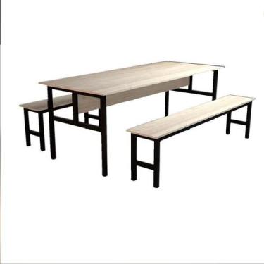 Imagem de Conjunto Mesa para Refeitório 6 Lugares com Bancos Separados - DE ASTR