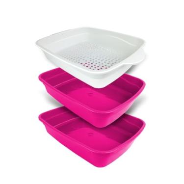 Imagem de Caixa de areia - Banheiro inteligente para gatos com duas bandejas. (Rosa)