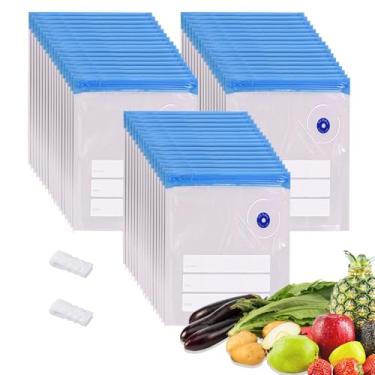 Imagem de Cloudslucky Sacos de sous vide, 50 peças, sacos de vedação a vácuo reutilizáveis de 25 x 13 cm para alimentos, bolsa seladora com zíper a vácuo com clipes de vedação, cozimento sous vide, seguro para
