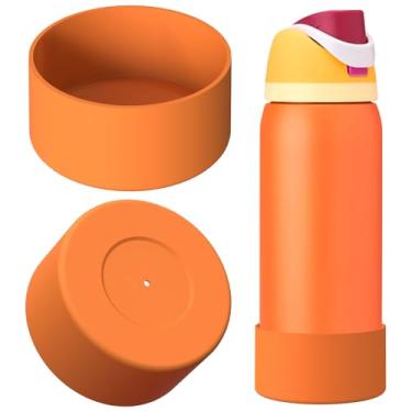 Imagem de Linkidea Pacote com 2 botas de garrafa de água compatíveis com Owala FreeSip 947 ml, Twist 947 ml, protetor de silicone antiderrapante para garrafa inferior (laranja)