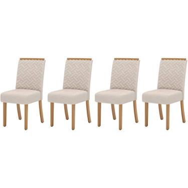 Imagem de Kit 4 Cadeiras Sala Jantar Malu 4 Un Nature/Linho - Henn