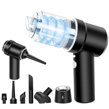 Imagem de Honlibey Mini Aspirador De Pó Portátil 8 Kpa, Sem Fio Alta Potência 120 W Para Carro, Teclado 2 Em 1 E Espanador Ar Com Luz Led Vários Bicos Computador Máquina Costura