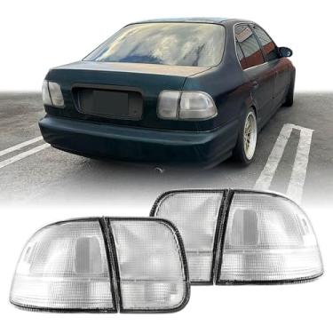 Imagem de Luz traseira USR 96-98 EH Sedan – Conjunto de 4 peças de lâmpadas traseiras (esquerda + direita) compatível com Honda Civic 1996-1998 4 portas todos os modelos DX, EX, LX e GX (4 peças de luzes de
