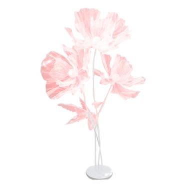 Imagem de Flores gigantes para decoração, 1 conjunto de flores grandes de gaze artificial de 140 cm com 3 cabeças de flores e base, decorações de flores dobráveis para casamento, pano de fundo, fotografia