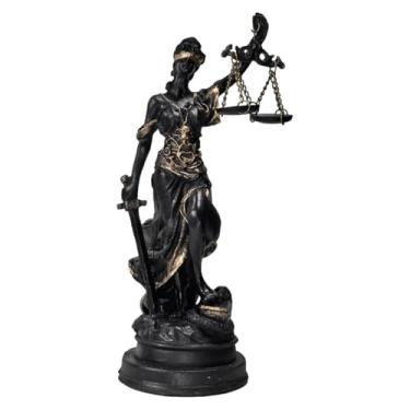Imagem de Themis Deusa Justiça Direito Estátua Enfeite Preta+Dourado