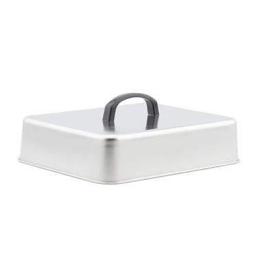 Imagem de IEUDNS Tampa para grelha, cúpula para derreter queijo, chapa para regar, tampa para cozinhar a vapor em aço inoxidável 304 para bifes de hambúrguer, 22.4x18.4x6.6 Cm