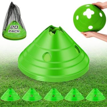 Imagem de ShinyRelief 20 peças de cones de disco jumbo cones de futebol jumbo com bolsa de malha grande agilidade para treinamento de futebol adulto esportes (verde)