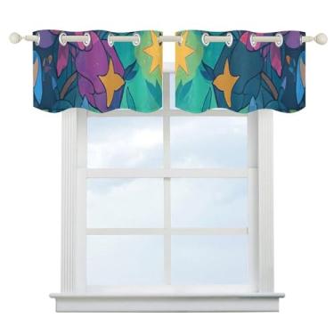 Imagem de Cortina blecaute Magic Owel para escurecimento de quarto, cortinas de janela curtas, isolamento térmico, para cozinha, sala de jantar, quarto, 2 painéis 132 x 46 cm