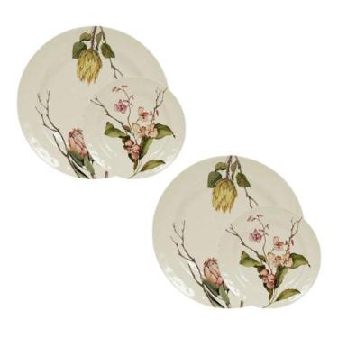 Imagem de Conjunto Pratos De Melamina Plástico Resistente 22cm e 28cm - Florarte